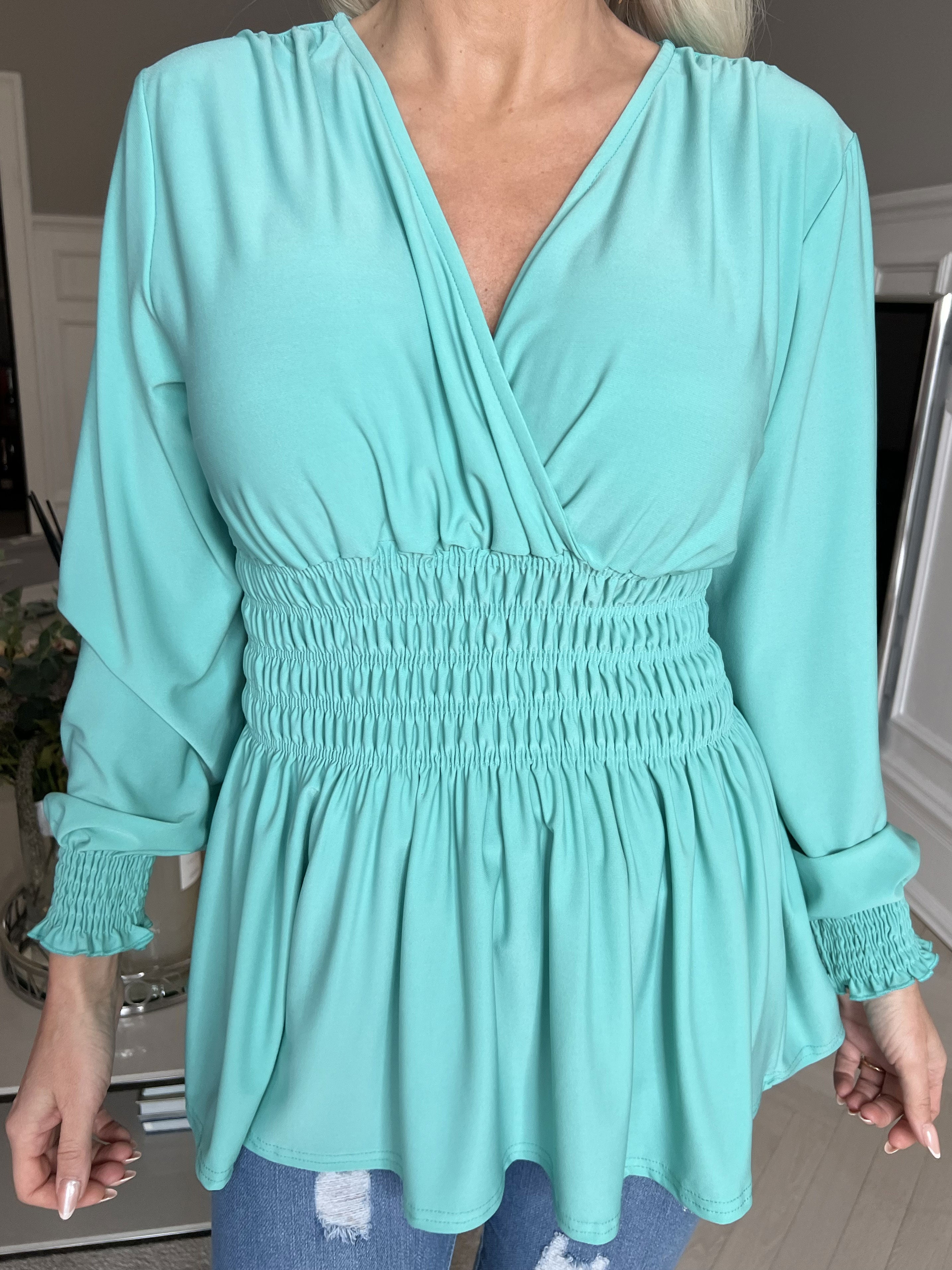 Pams Plain Shirt L/S - Bluse i elastisk stof med lange ærmer